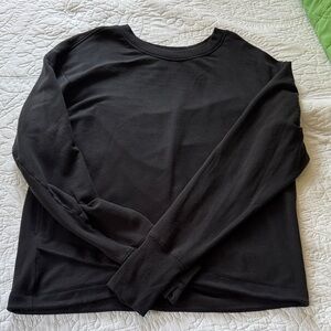 Athleta Black Crewneck Pullover, cross Cross Hem